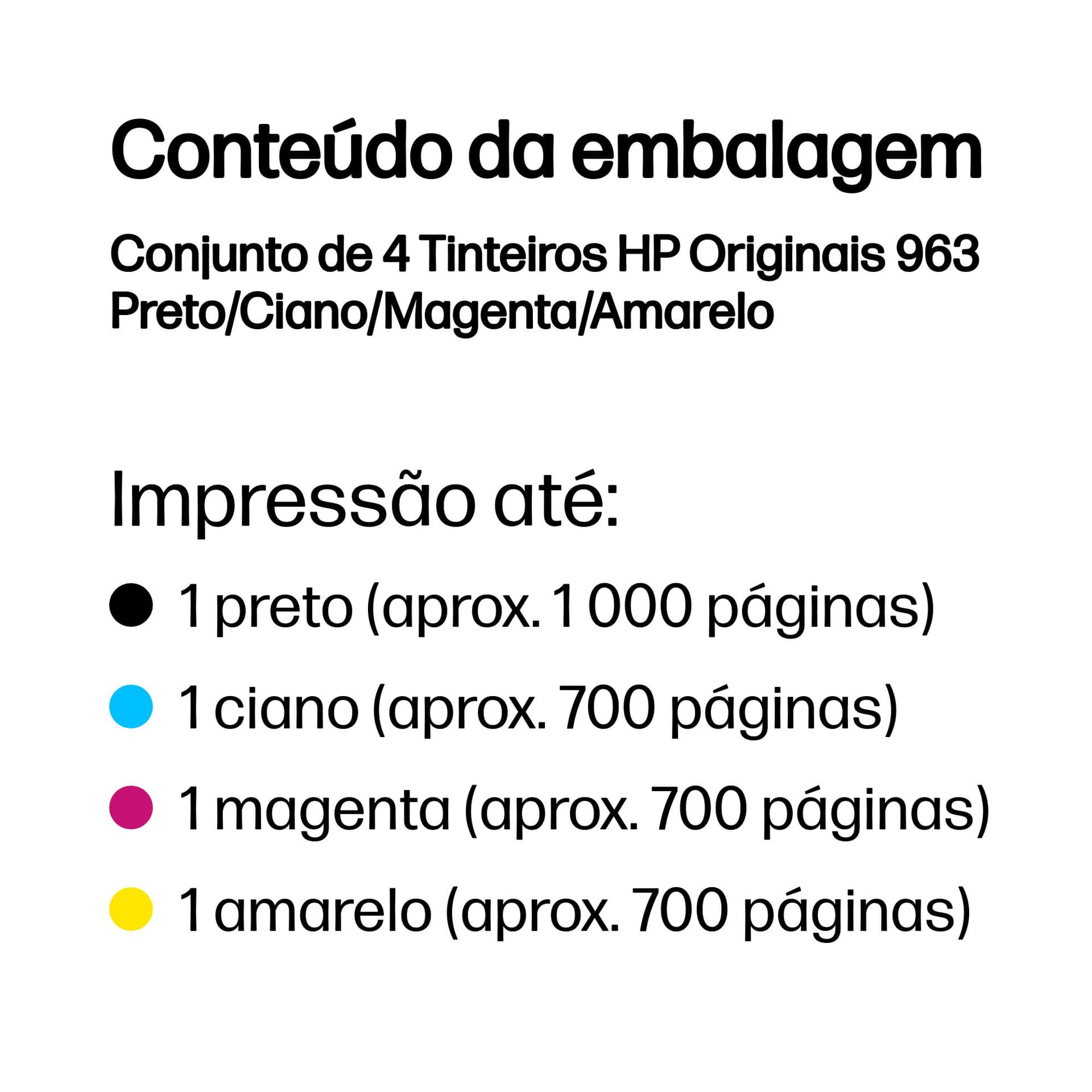 HP Conjunto de 4 Tinteiros Originais 963 Preto/Ciano/Magenta/Amarelo, miniatura 3
