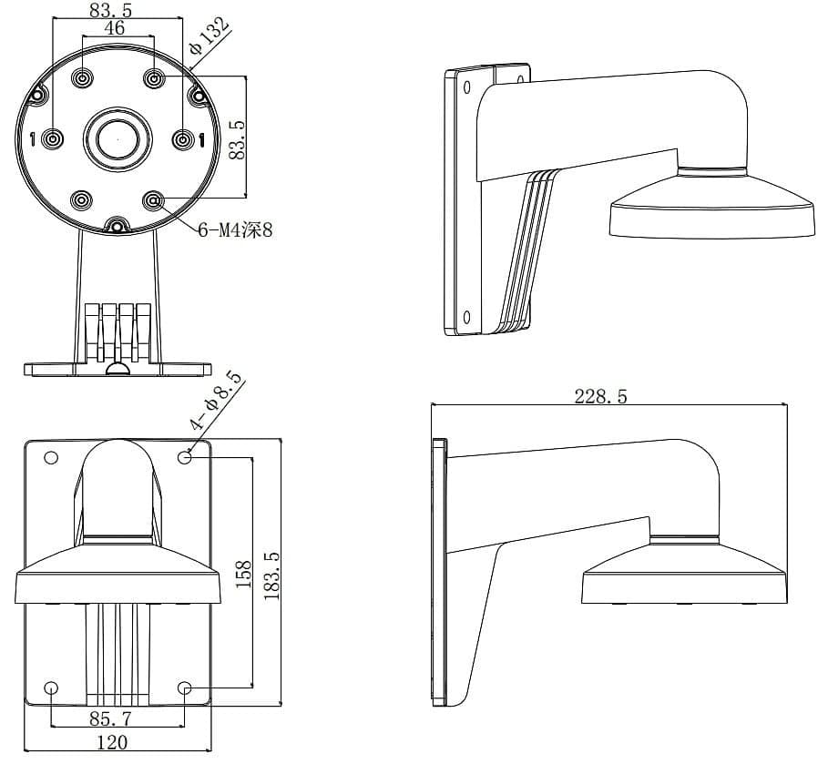 Hikvision DS-1273ZJ-130-TRL Wall mount, miniatura 6