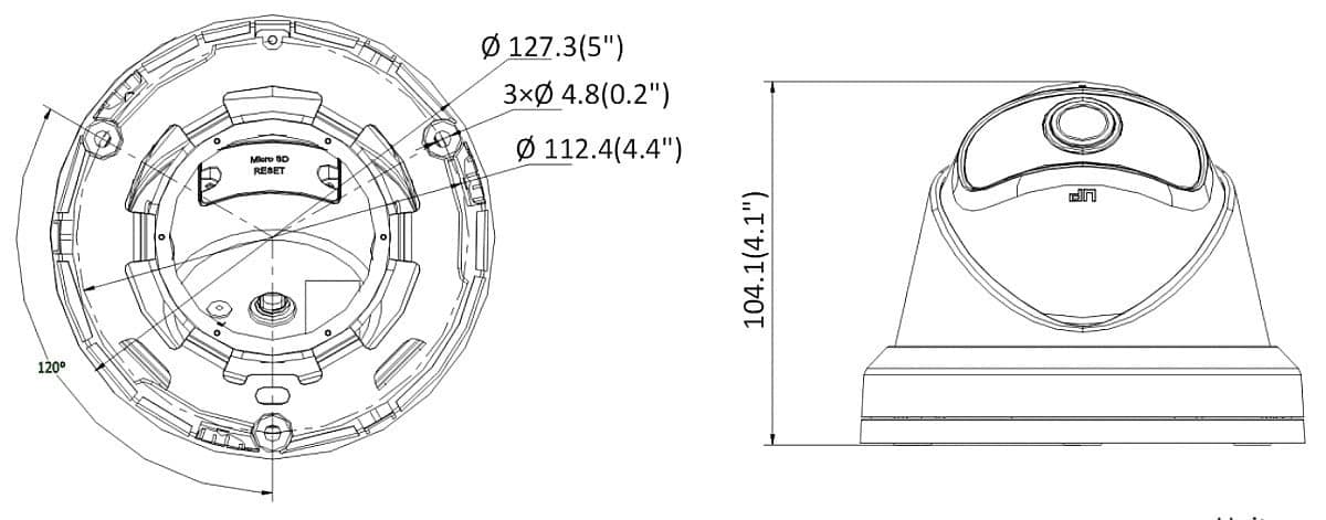 Hikvision DS-2CD2345G0P-I(1.68mm) 4 MP Super Wide Angle Fixed Turret Network Camera, miniatura 5