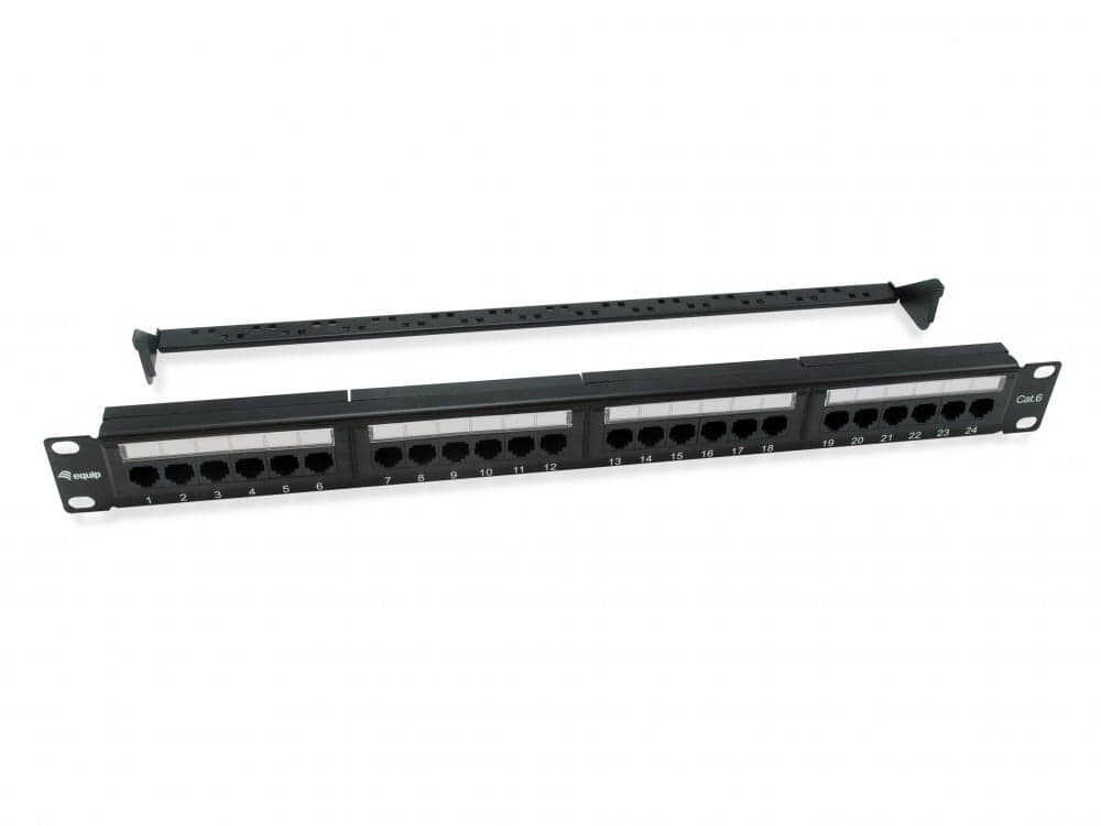 EQUIP PATCH PANEL 19" CAT6 UTP 24PORT 1U PRETO BASIC — miniatura 1