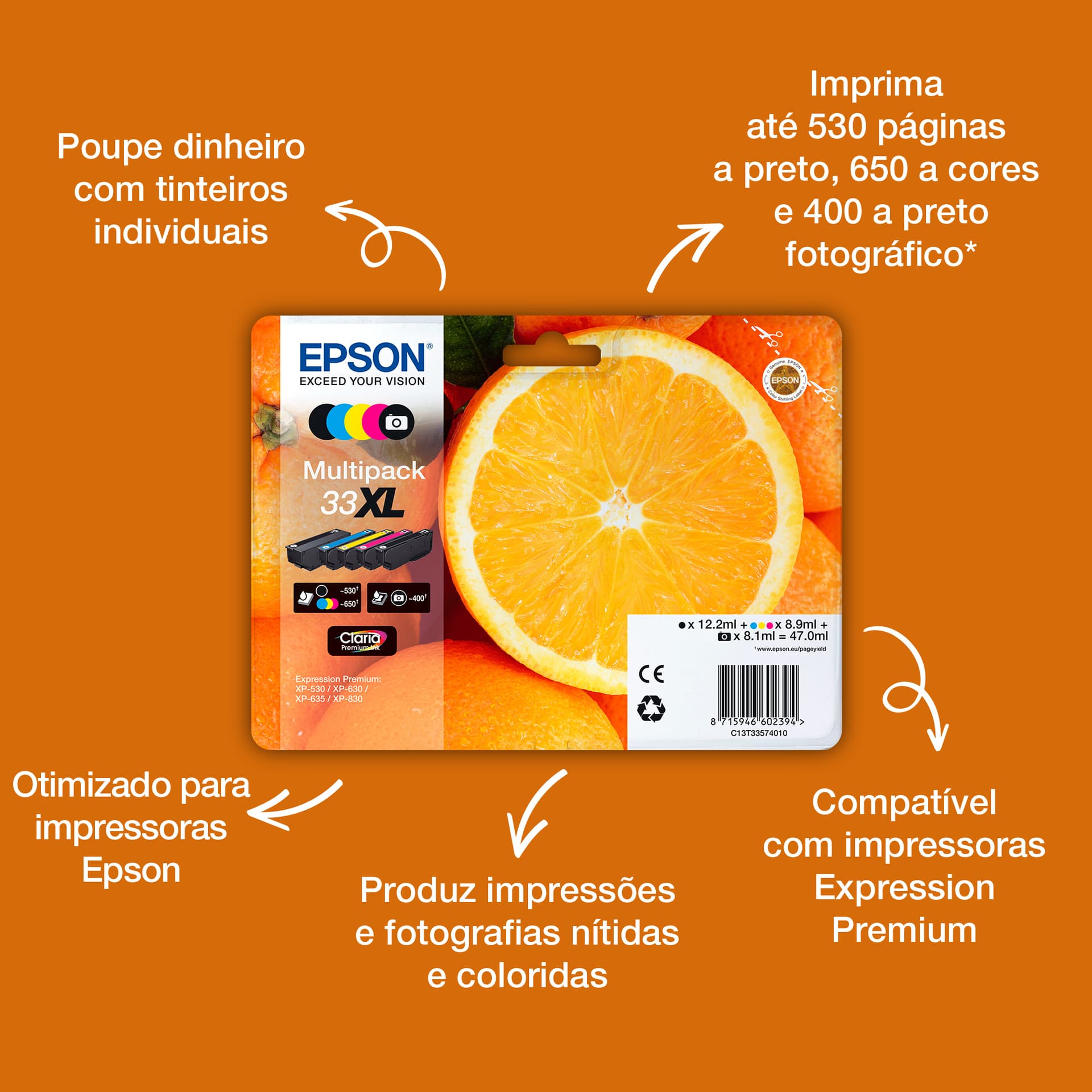 Epson Oranges 33XL Conjunto individual preto Claria Premium Laranjas, miniatura 5