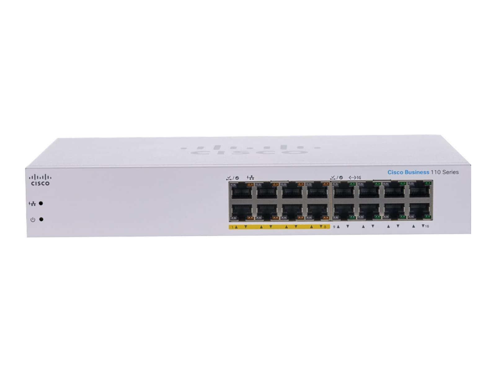 Cisco Business 110 Series 110-16PP - Interruptor - sem gestão - 8 x 10/100/1000 (PoE) + 8 x 10/100/1000 - montável em trilho, desktop, montável na parede - PoE (64 W) — miniatura 2