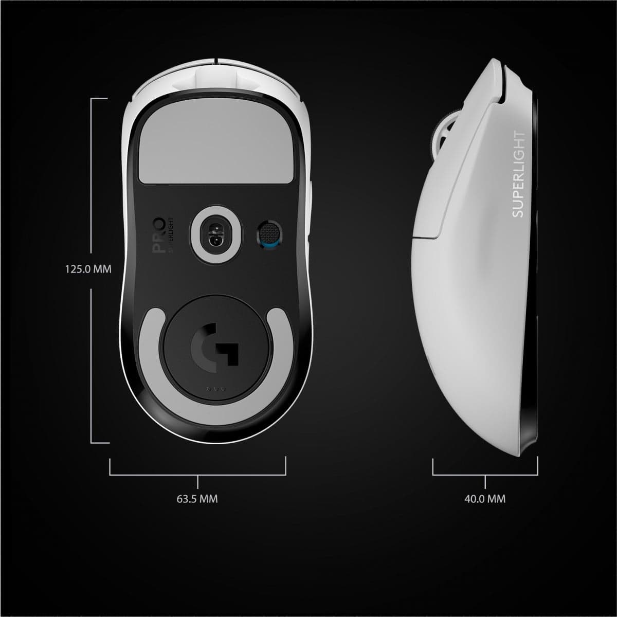 Logitech PRO X SUPERLIGHT Wireless Gaming Mouse - Rato - óptico - 5 botões - sem fios - 2.4 GHz - recetor USB Logitech LIGHTSPEED - branco — miniatura 8