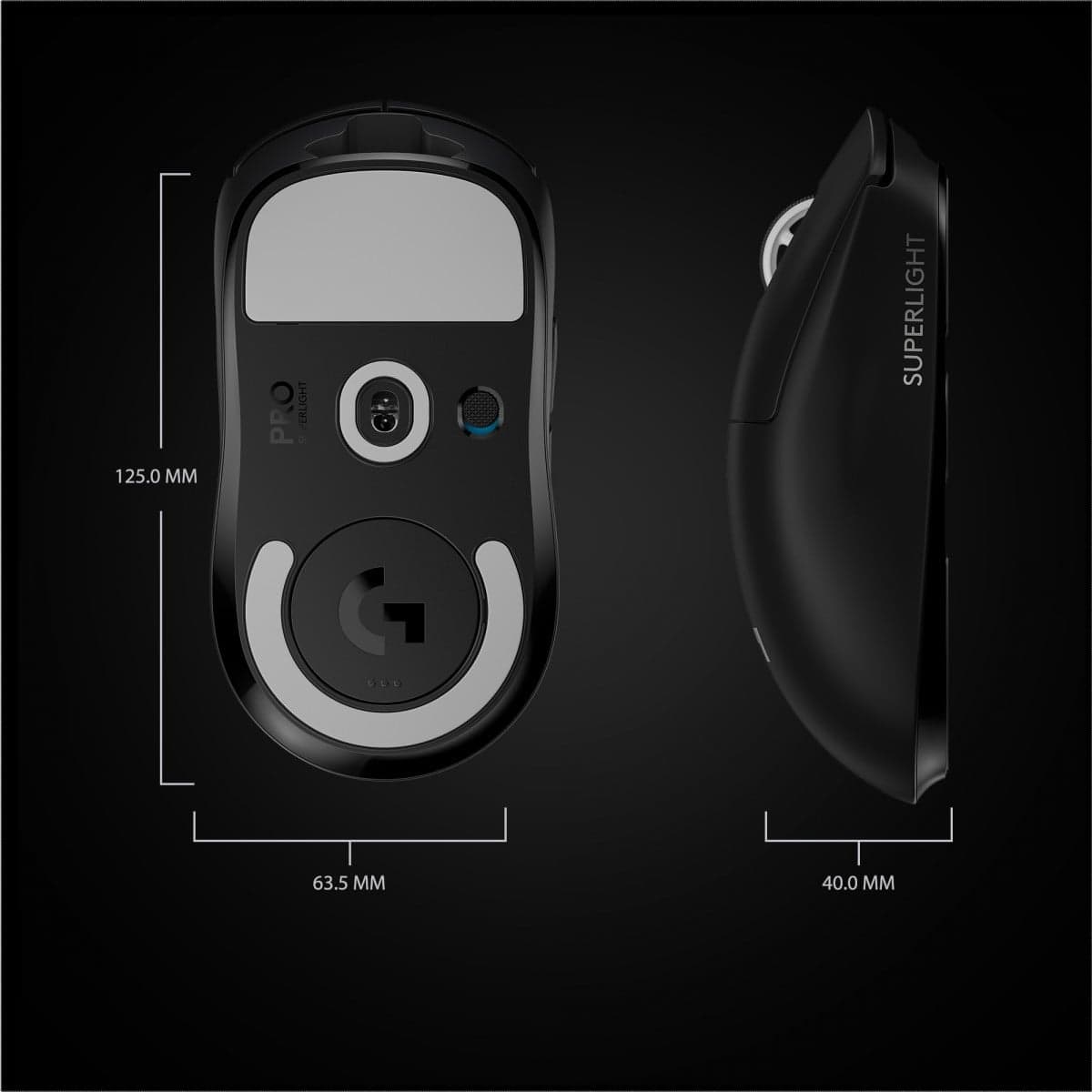 Logitech PRO X SUPERLIGHT Wireless Gaming Mouse - Rato - óptico - 5 botões - sem fios - 2.4 GHz - recetor USB Logitech LIGHTSPEED - preto — miniatura 8