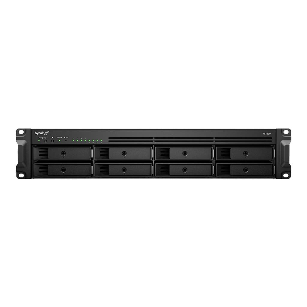 Synology RackStation RS1221+ - Servidor NAS - 8 baias - montável em bastidor - SATA 6Gb/s - RAID (expansão de disco rígido) 0, 1, 5, 6, 10, JBOD - RAM 4 GB - Gigabit Ethernet - iSCSI assistência - 2U — miniatura 1