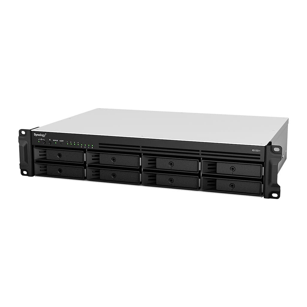 Synology RackStation RS1221+ - Servidor NAS - 8 baias - montável em bastidor - SATA 6Gb/s - RAID (expansão de disco rígido) 0, 1, 5, 6, 10, JBOD - RAM 4 GB - Gigabit Ethernet - iSCSI assistência - 2U — miniatura 2