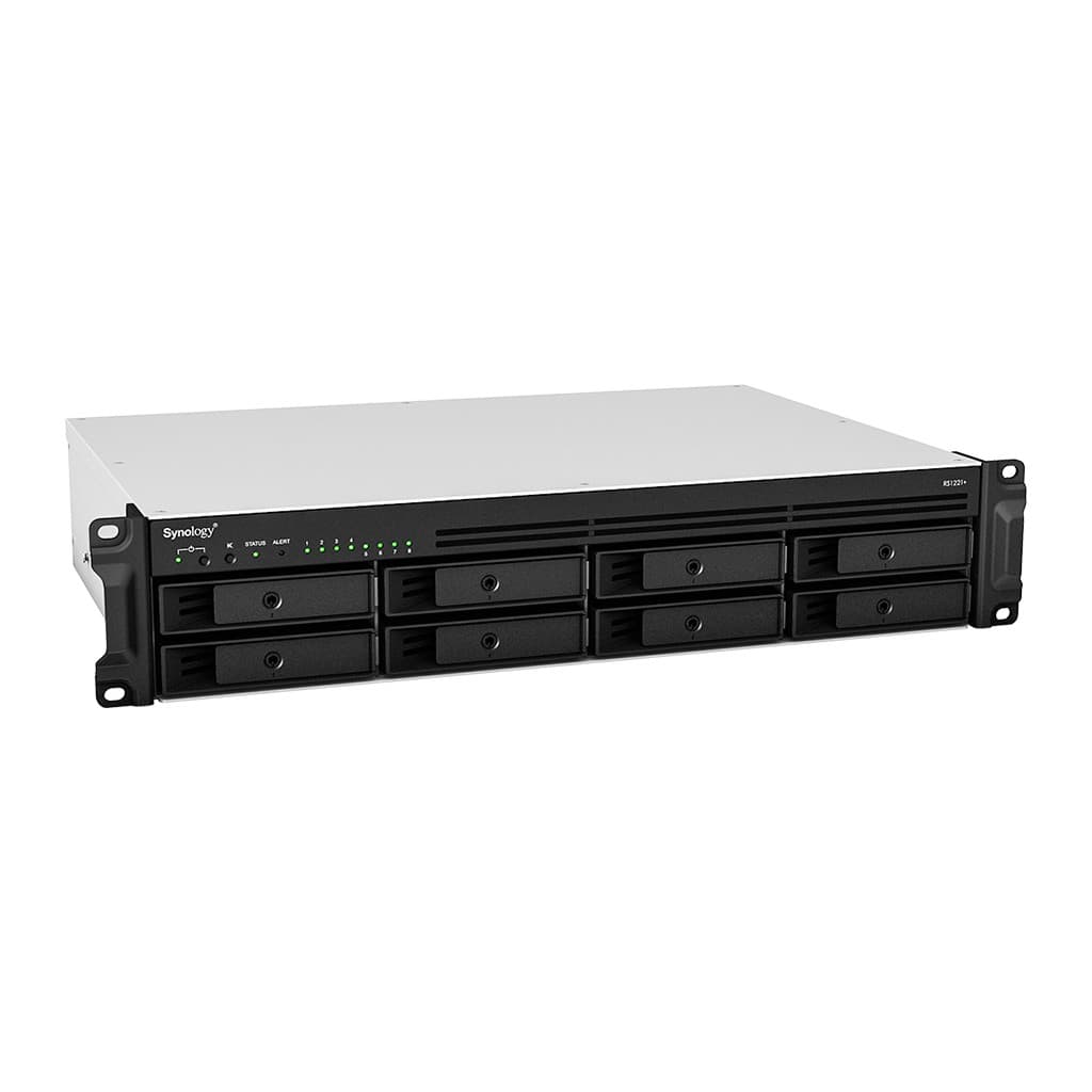 Synology RackStation RS1221+ - Servidor NAS - 8 baias - montável em bastidor - SATA 6Gb/s - RAID (expansão de disco rígido) 0, 1, 5, 6, 10, JBOD - RAM 4 GB - Gigabit Ethernet - iSCSI assistência - 2U — miniatura 6
