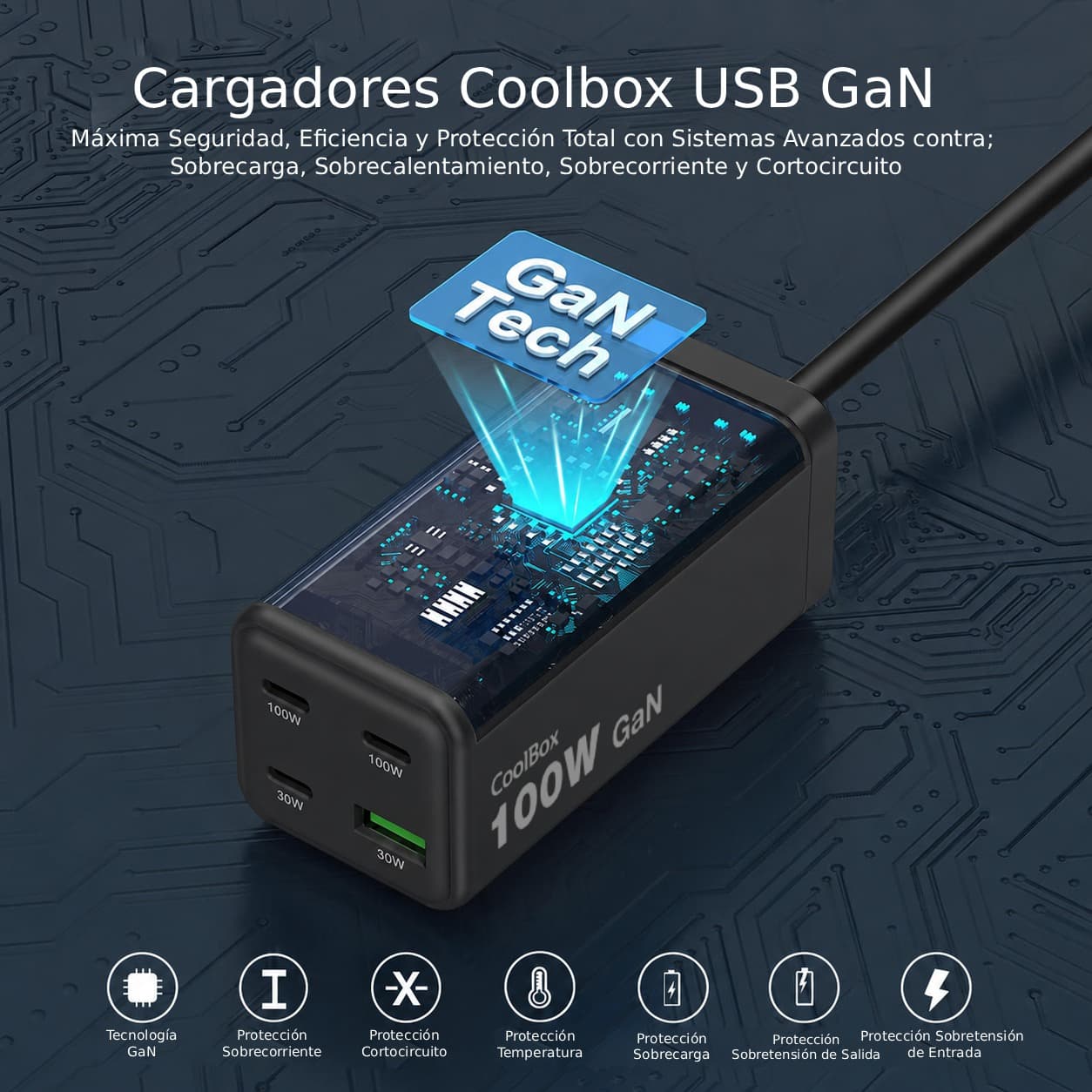 CoolBox ESTAÇÃO DE CARGA USB 100W GAN C+C+C+A DE MESA, miniatura 6