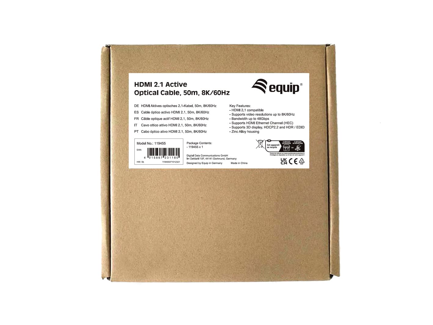 Equip 119455 Cabo ótico ativo HDMI 2.1, 50 m, 8K/60 Hz, 4K/120 Hz — miniatura 5