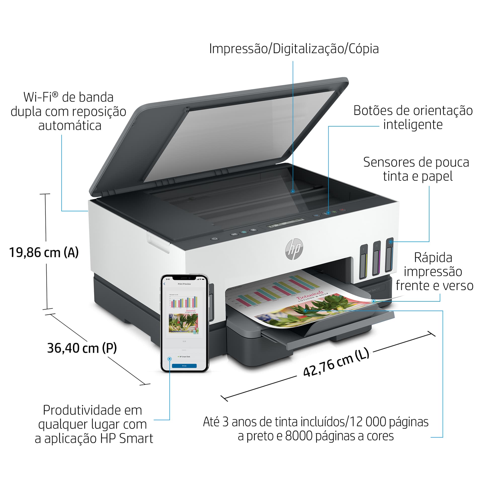 HP Smart Tank 7005 Sem fios All-in-One Cor Impressora, Impressão frente e verso; Copiadora, scanner — miniatura 6