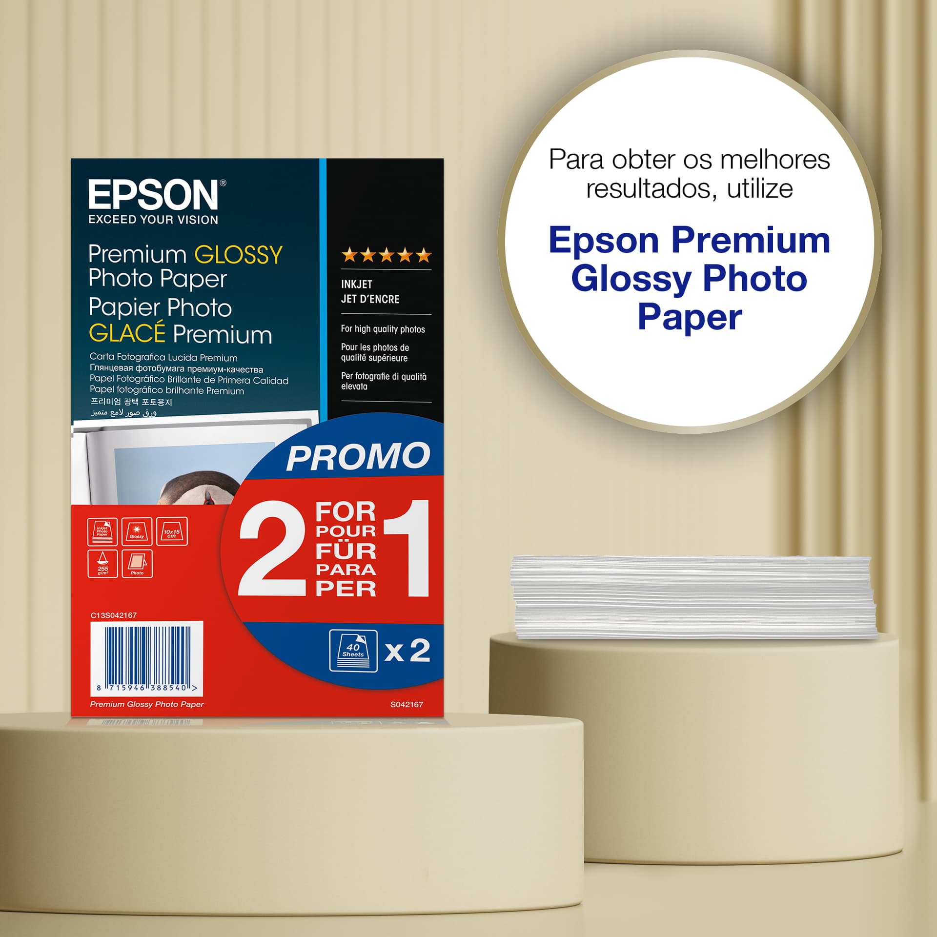 Epson Premium Glossy Photo Paper (100 x 150 mm), 255 g/m², 80 folhas — miniatura 3
