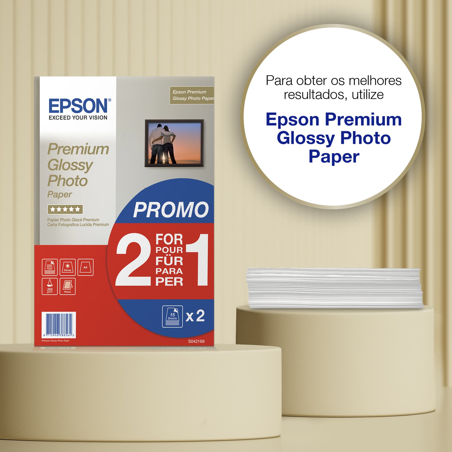 Epson A4 Premium Glossy Photo Paper 255 g/m², 30 folhas — miniatura 2