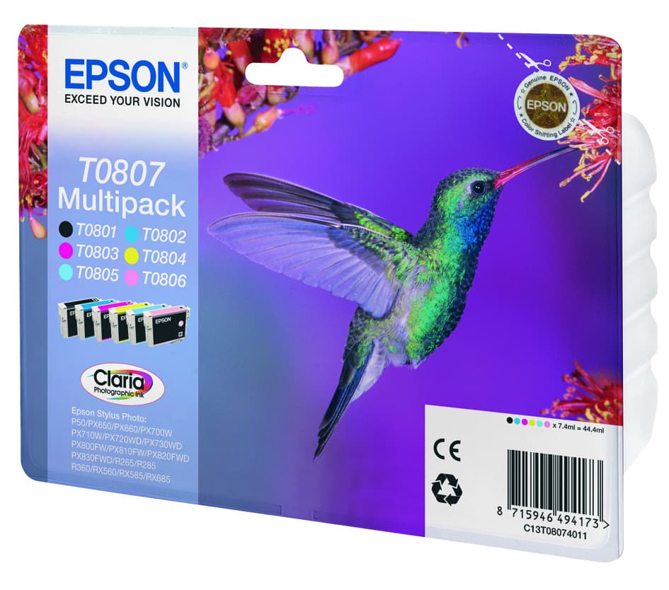 Epson Hummingbird Multipack de 6 cores T0807 Tinta Claria Photographic (c/alarme RF+AM) — miniatura 3