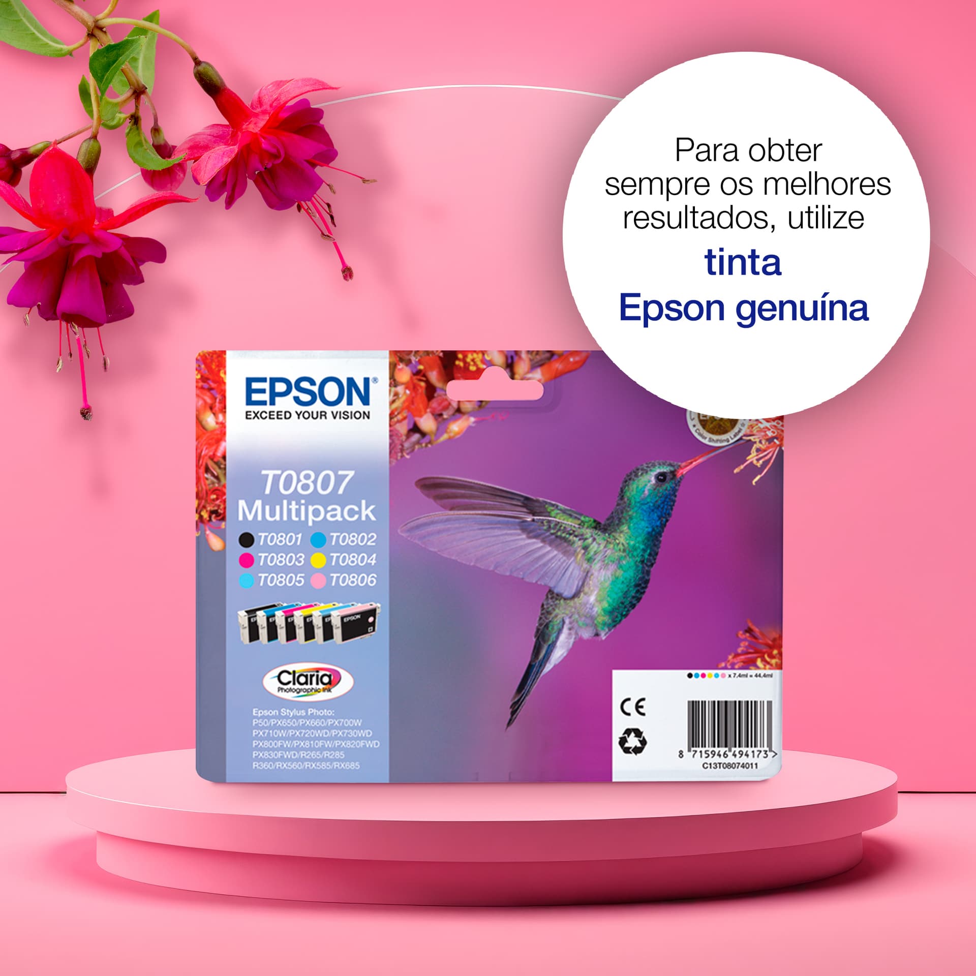 Epson Hummingbird Multipack de 6 cores T0807 Tinta Claria Photographic (c/alarme RF+AM) — miniatura 5