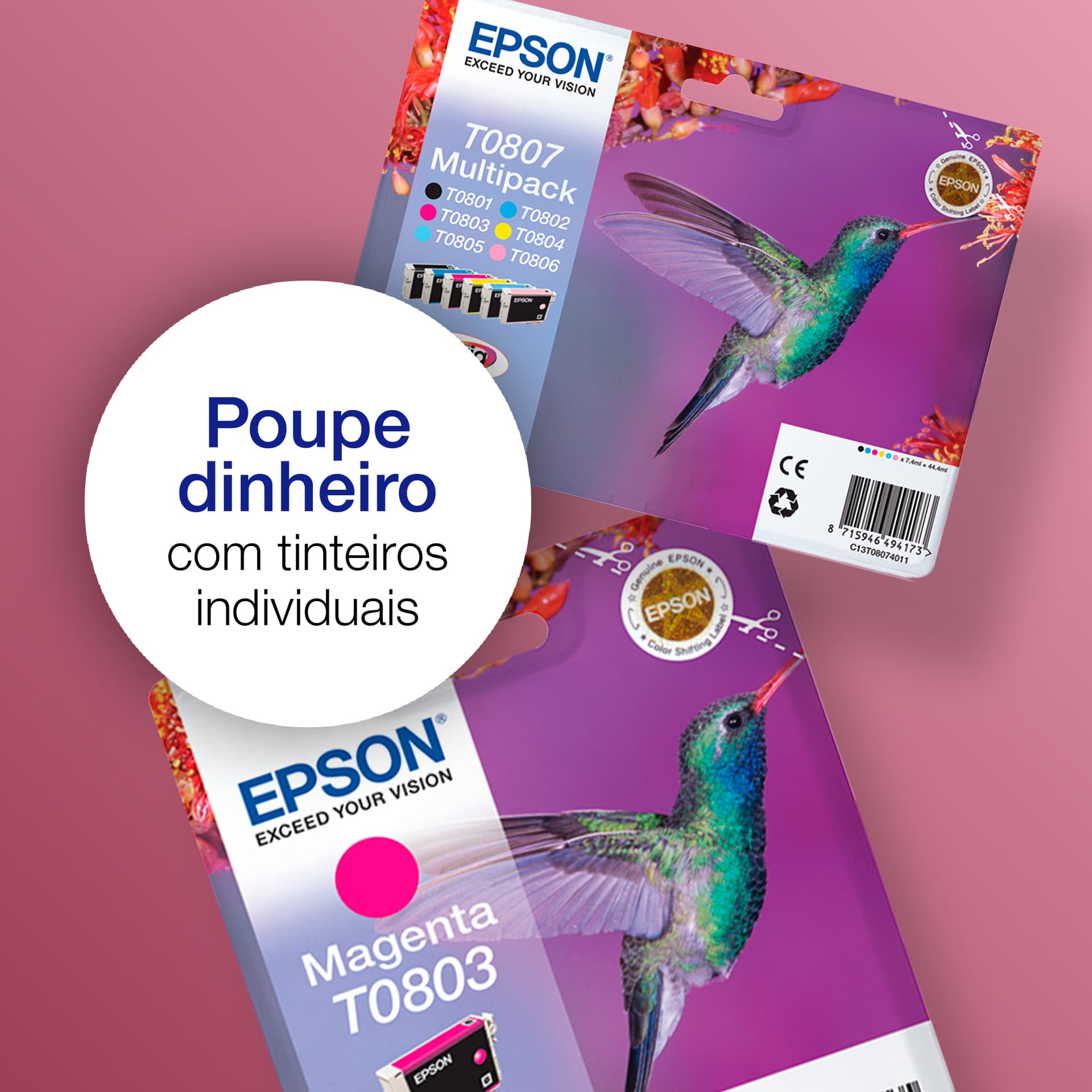 Epson Hummingbird Multipack de 6 cores T0807 Tinta Claria Photographic (c/alarme RF+AM) — miniatura 6