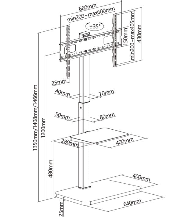 Equip Suporte de chão para TV de 37"-75” — miniatura 14