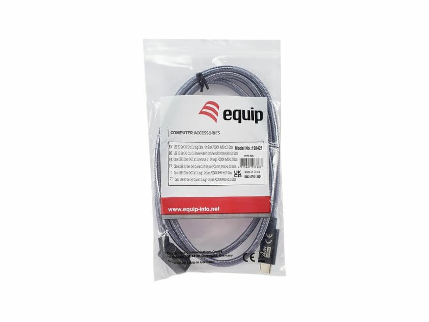 Equip 128421 Cabo de ficha USB 3.2 Gen 2x2 C para C U, 1,0 m, preto, M/M, PD240W, 4K/60Hz, 20Gbps — miniatura 8