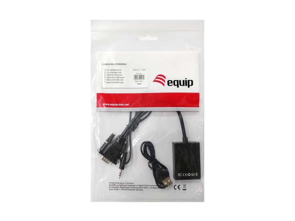 EQUIP ADAPTADOR VGA HDMI M/F C/AUDIO PRETO — miniatura 4