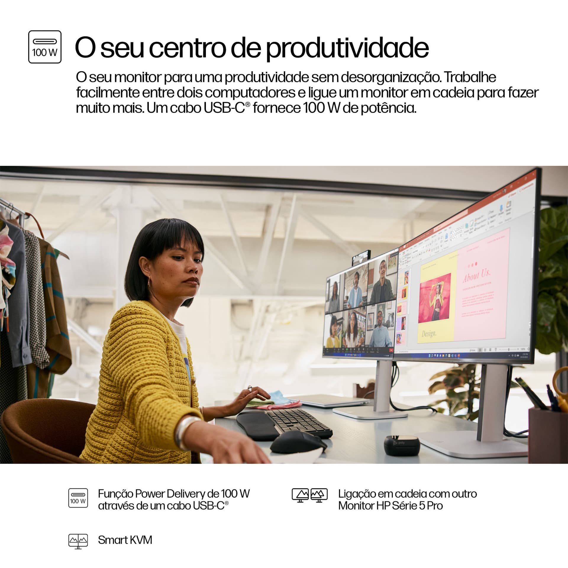 HP Series 5 Pro Monitor FHD USB-C para videoconferência Série 5 Pro de 23,8 polegadas - 524pm — miniatura 8