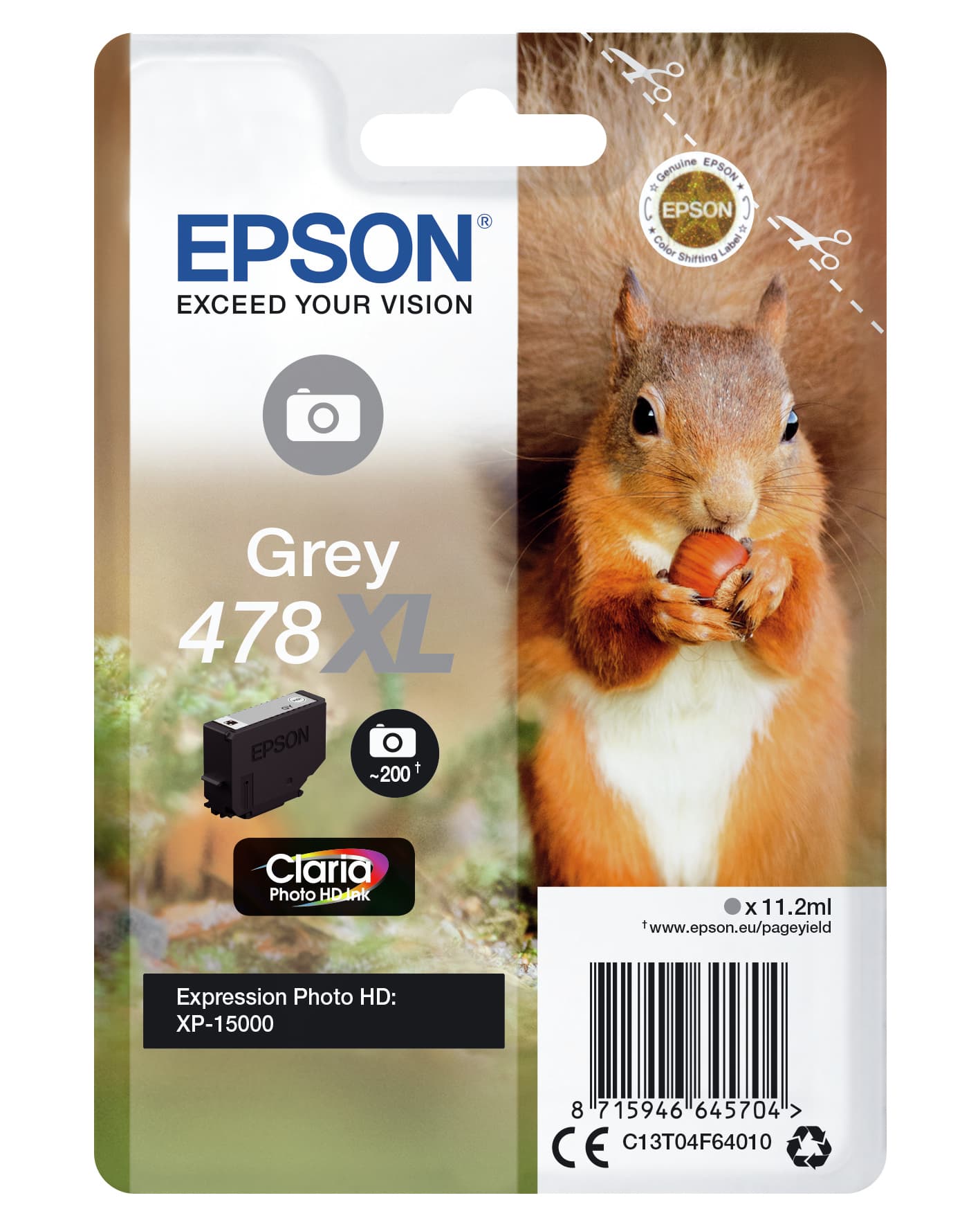 Epson Squirrel 478L Conjunto individual cinzento Claria Photo HD Esquilo, miniatura 1