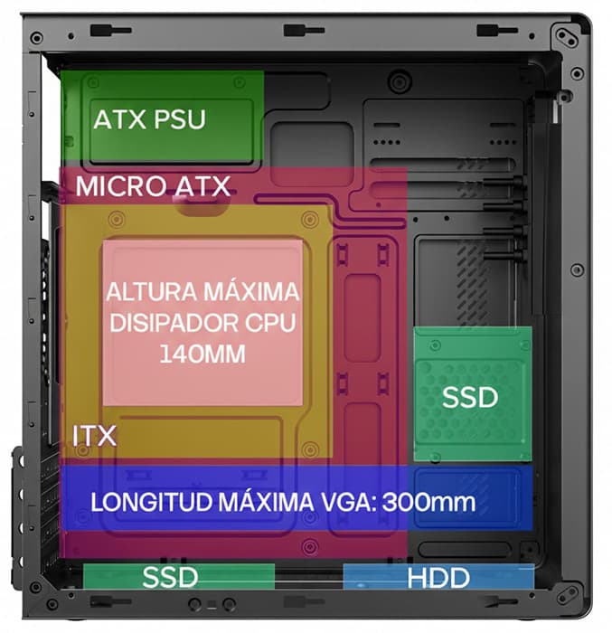COOLBOX COO-PCM640C-0 MATX M640C USB-C 3.2 GEN1 FULL METAL CASE WITHOUT POWER SUPPLY + 1 90MM FAN, miniatura 6