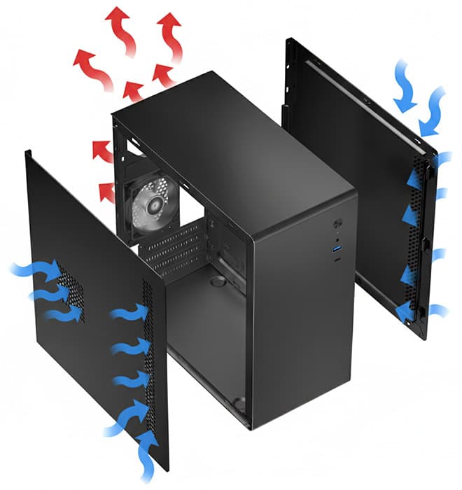 COOLBOX COO-PCM640C-0 MATX M640C USB-C 3.2 GEN1 FULL METAL CASE WITHOUT POWER SUPPLY + 1 90MM FAN, miniatura 7