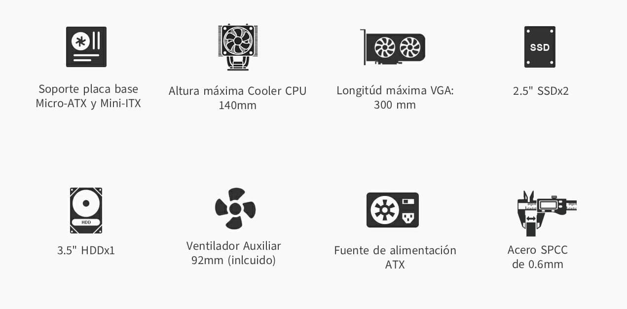 COOLBOX COO-PCM640C-0 MATX M640C USB-C 3.2 GEN1 FULL METAL CASE WITHOUT POWER SUPPLY + 1 90MM FAN, miniatura 8