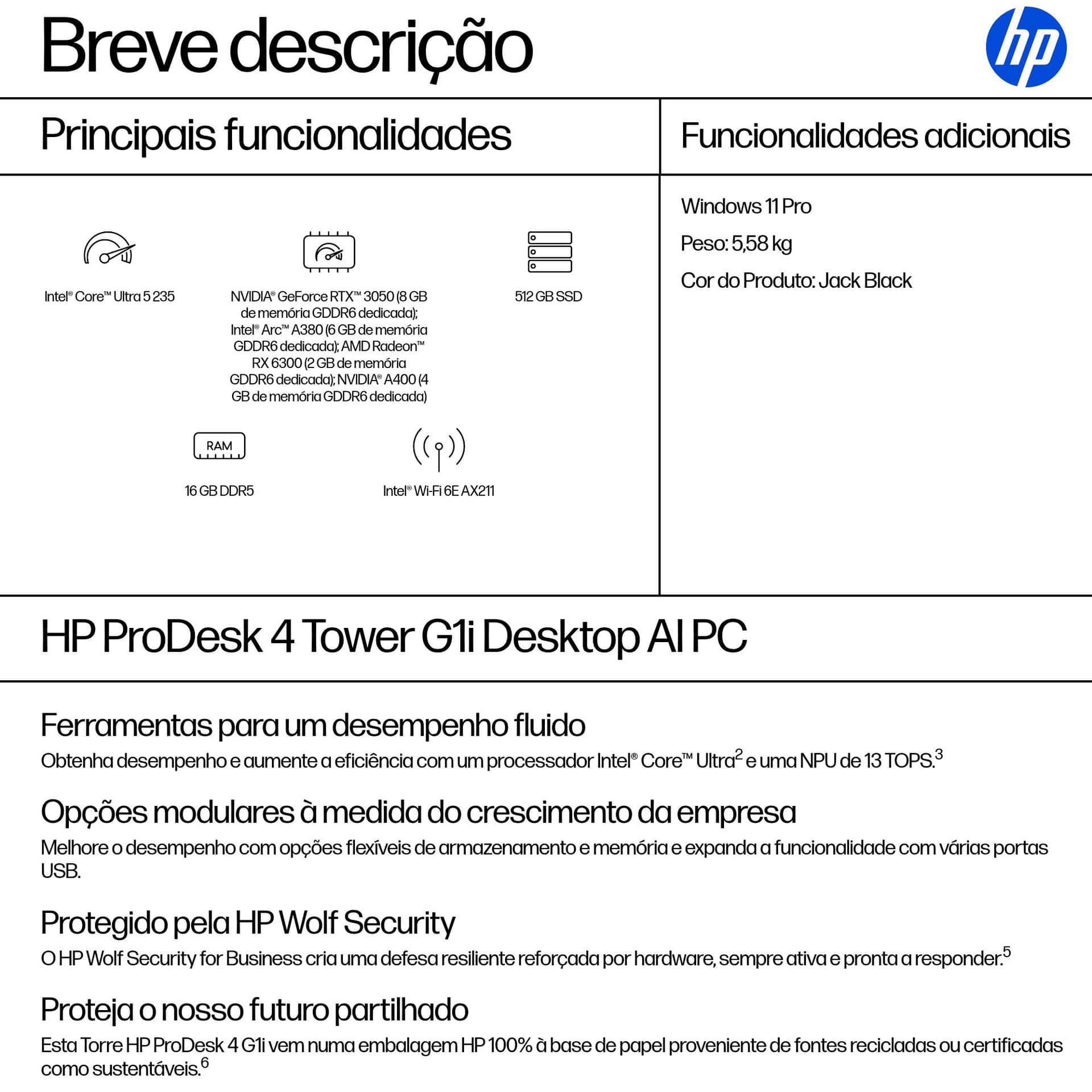 HP ProDesk 4 Tower G1i Desktop AI PC — miniatura 3