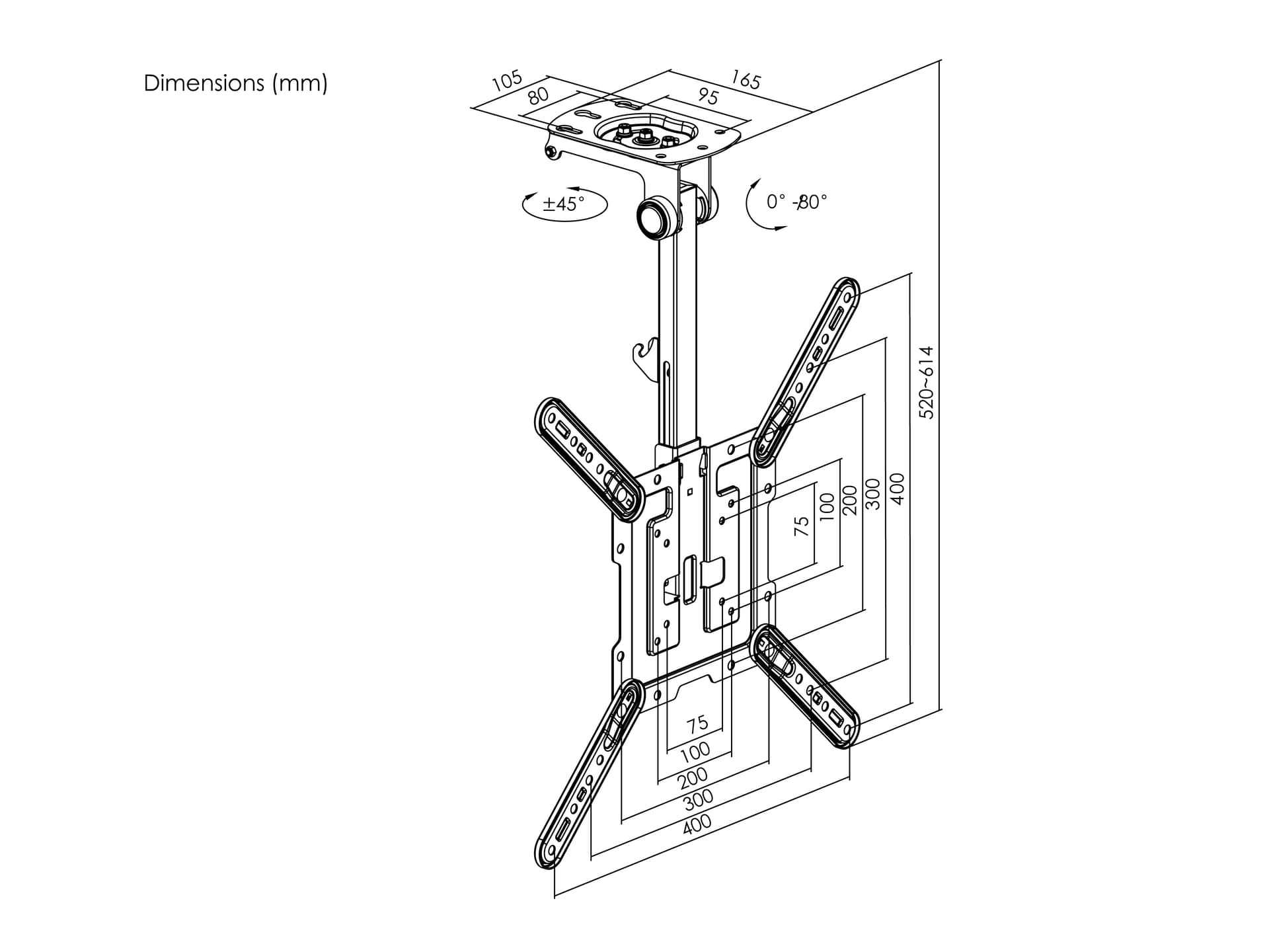 Equip Suporte de TV de 23“-55” para montagem no teto — miniatura 5