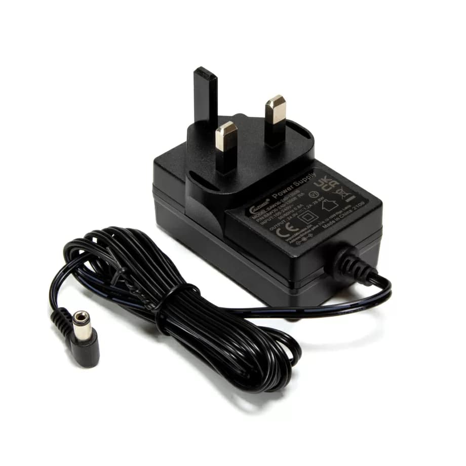 24v 1.2A power supply, right angle UK plug, miniatura 1