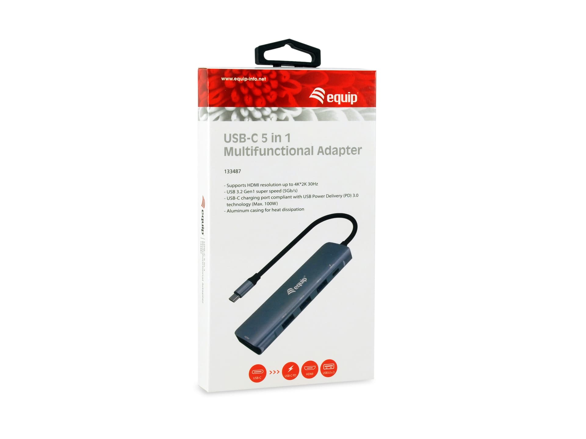 Equip Adaptador multifuncional USB-C 5 em 1, HDMI, USB 3.2 GEN1, 100W USB PD — miniatura 4