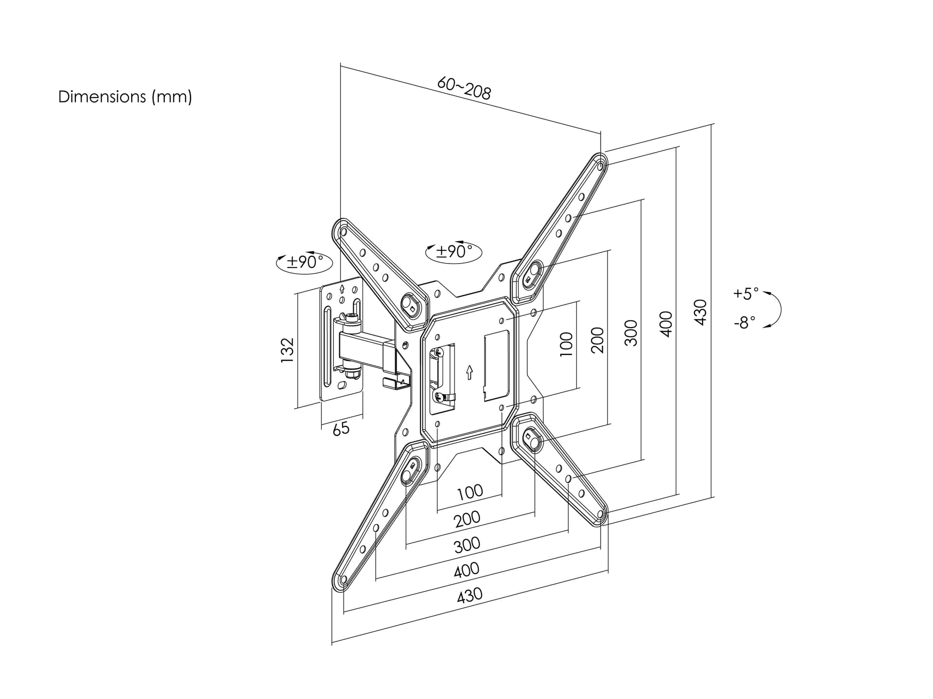 Equip Suporte de parede para TV de movimento total de 23"-55” — miniatura 7
