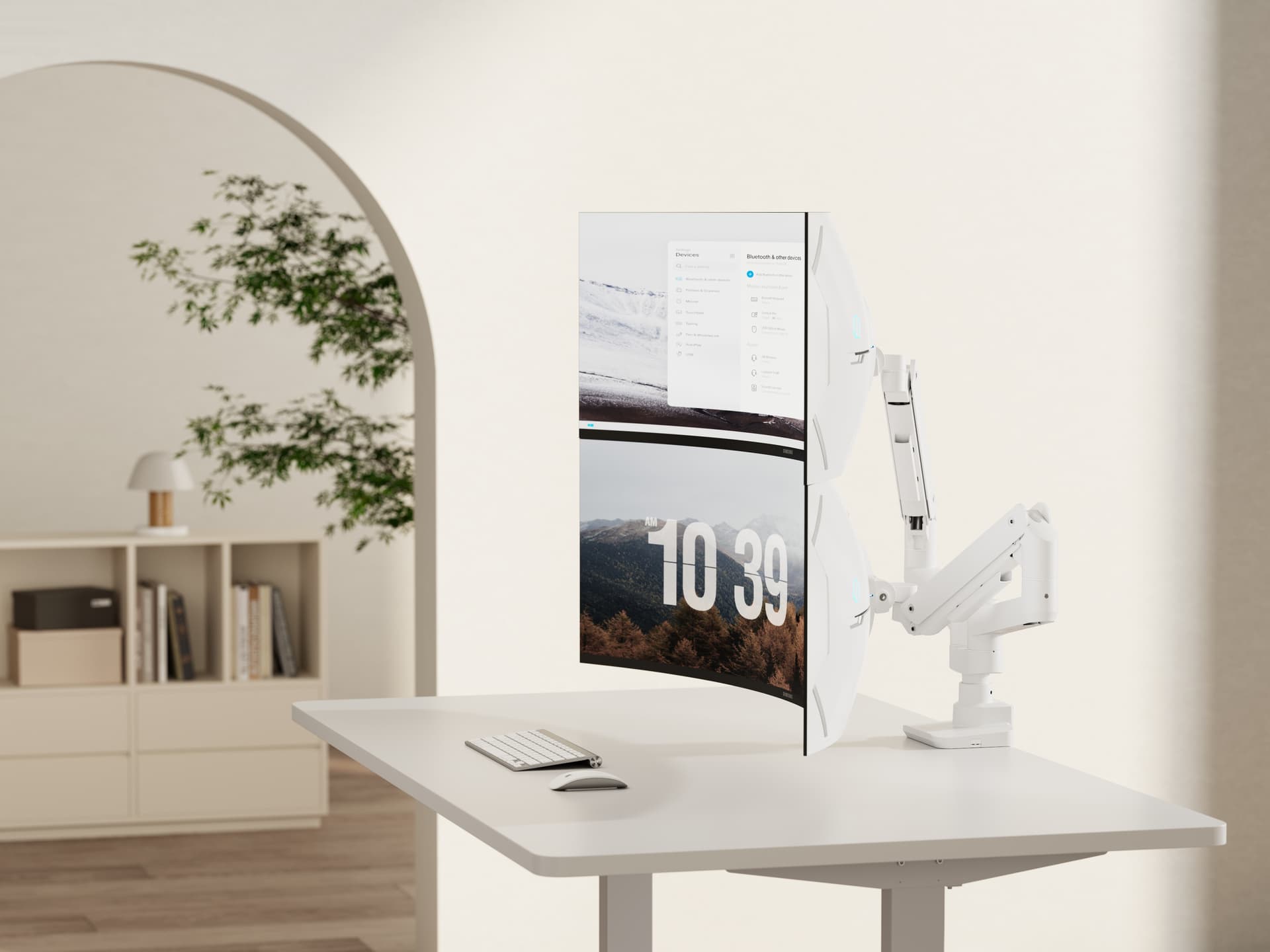 Equip Suporte de montagem de secretária para monitor duplo de 17“-35”, branco — miniatura 6