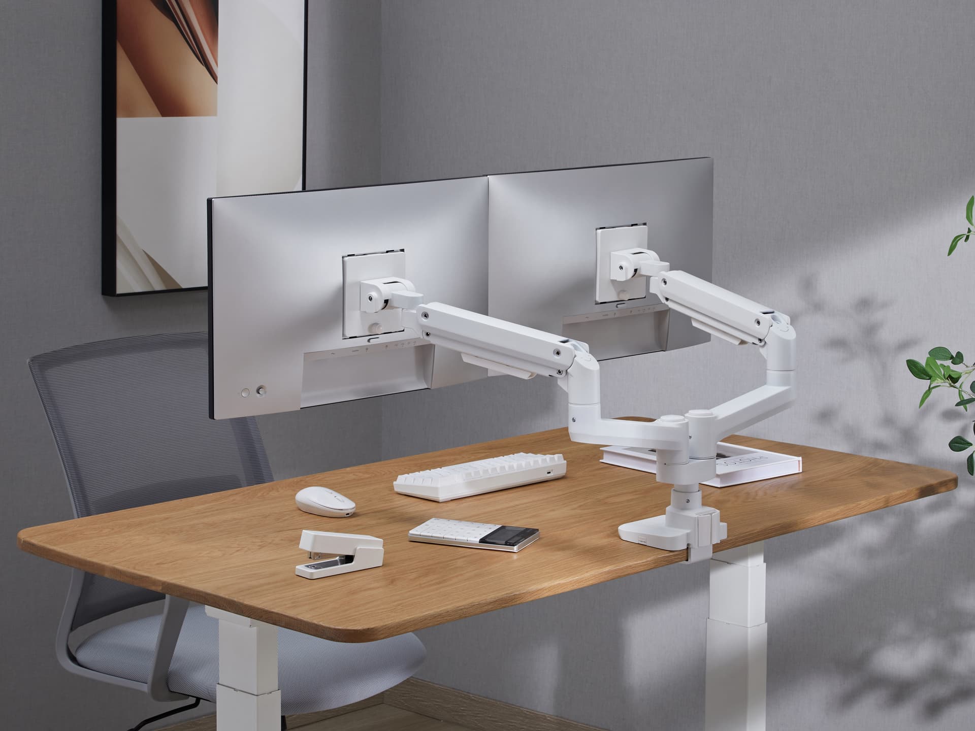 Equip Suporte de montagem de secretária para monitor duplo de 17“-35”, branco — miniatura 7