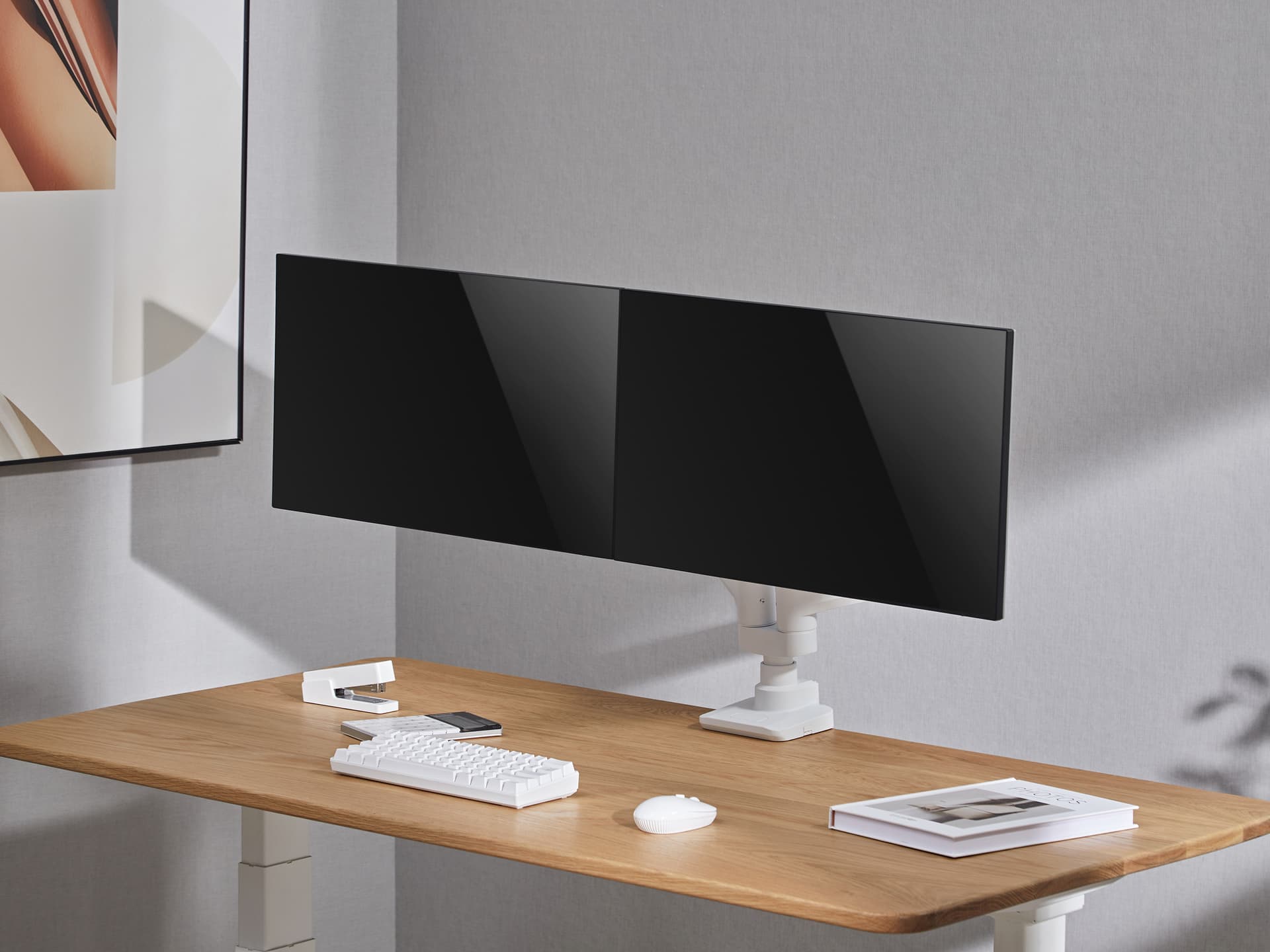 Equip Suporte de montagem de secretária para monitor duplo de 17“-35”, branco — miniatura 9