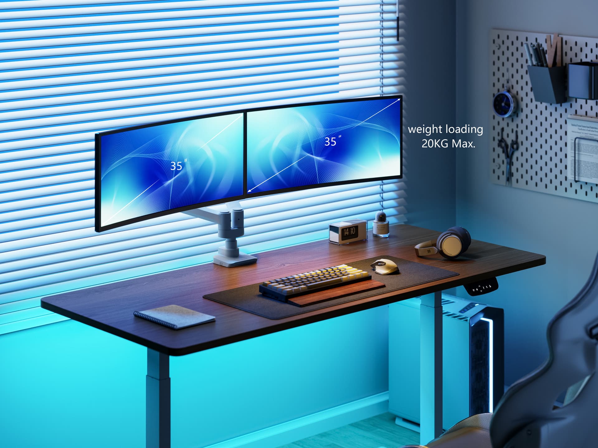 Equip Suporte de montagem de secretária para monitor duplo de 17“-35”, branco — miniatura 10