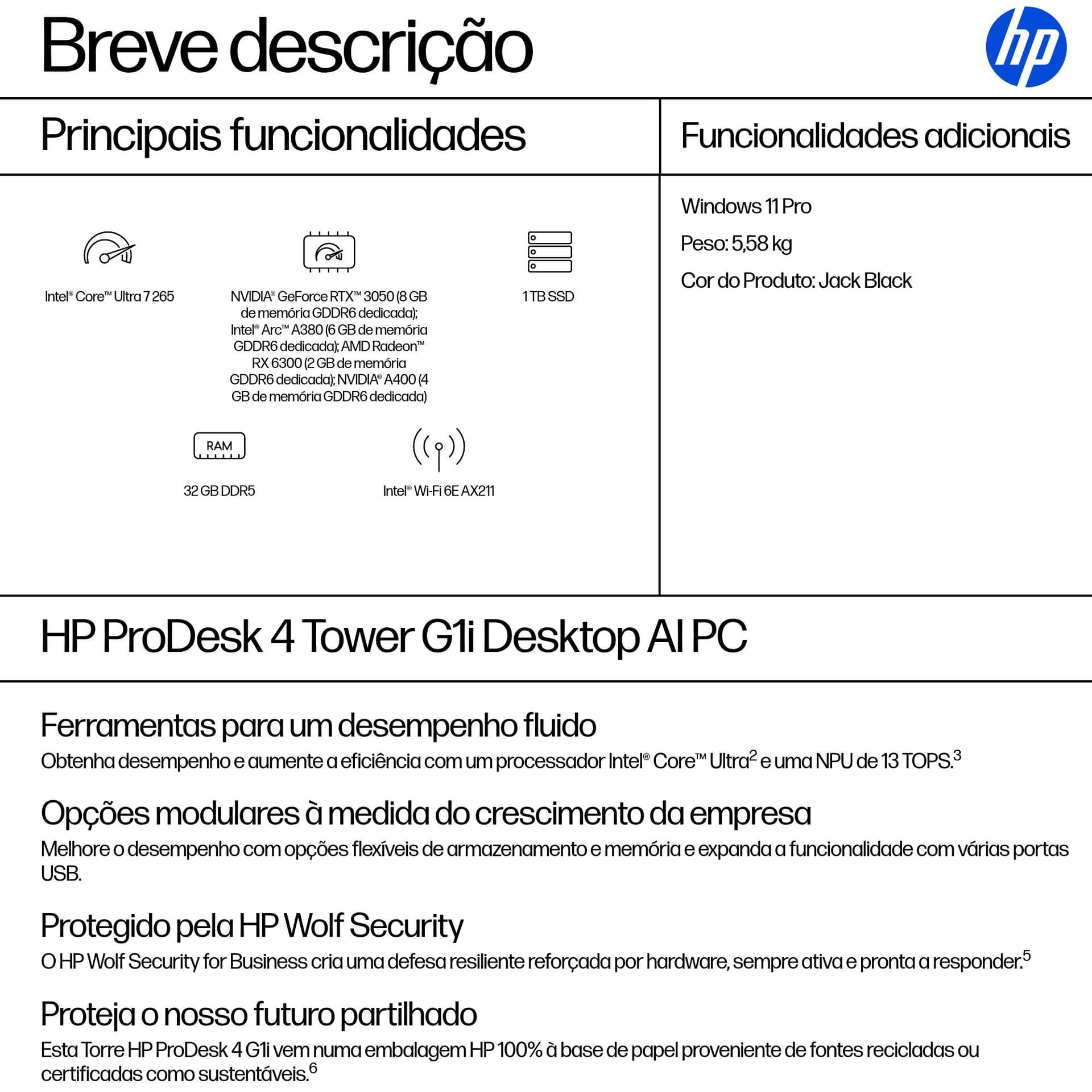 HP ProDesk 4 Tower G1i Desktop AI PC, miniatura 3
