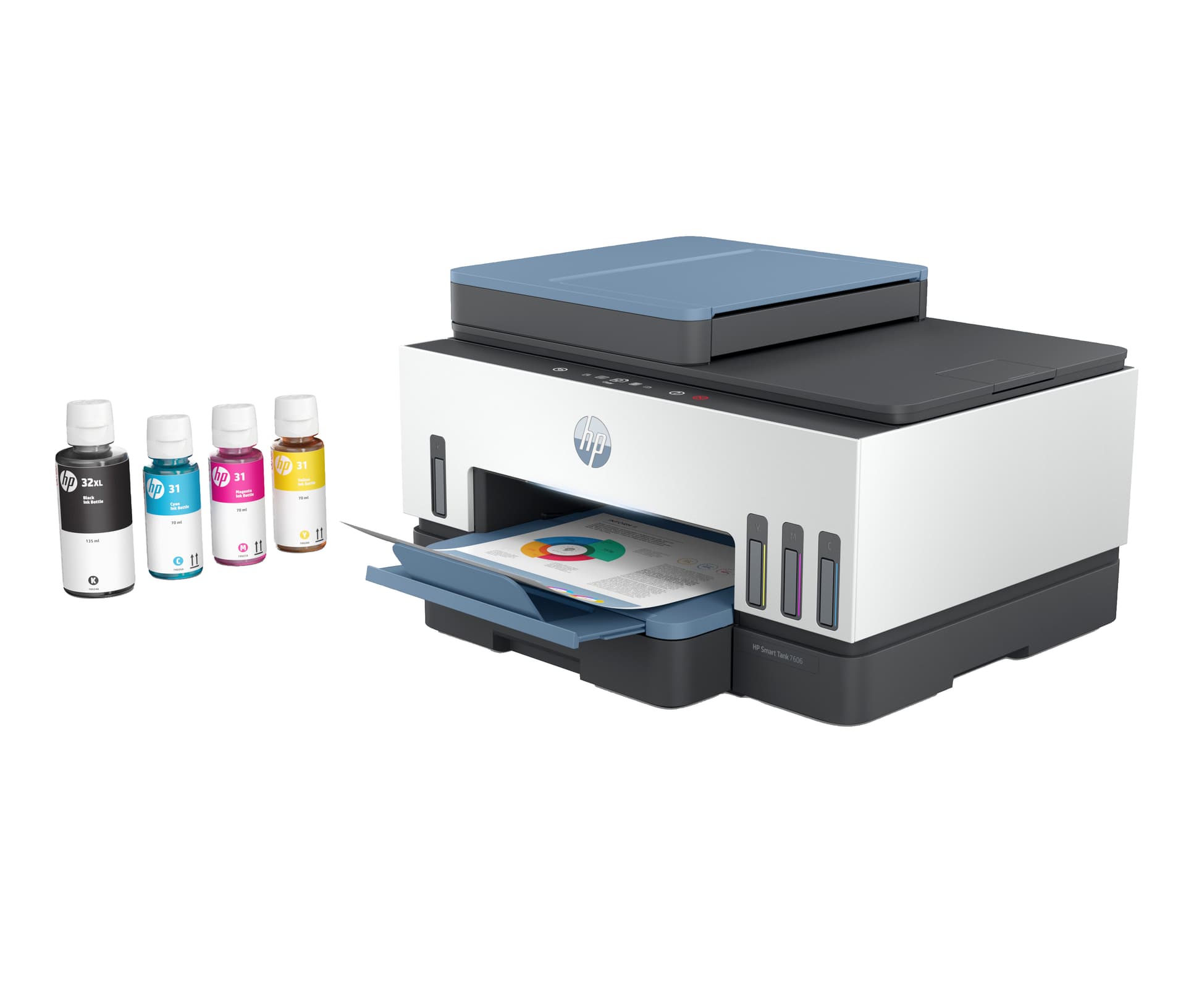 HP Smart Tank 7606 Sem fios All-in-One Cor Impressora, Impressão frente e verso; Copiadora, scanner — miniatura 6