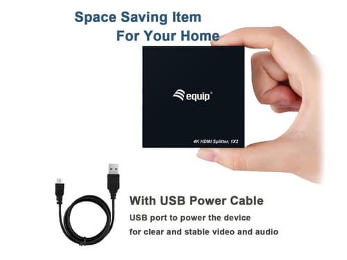 EQUIP MULTIPLICADOR ULTRA SLIM 2PORT HDMI SPLITTER USB POWERED — miniatura 5
