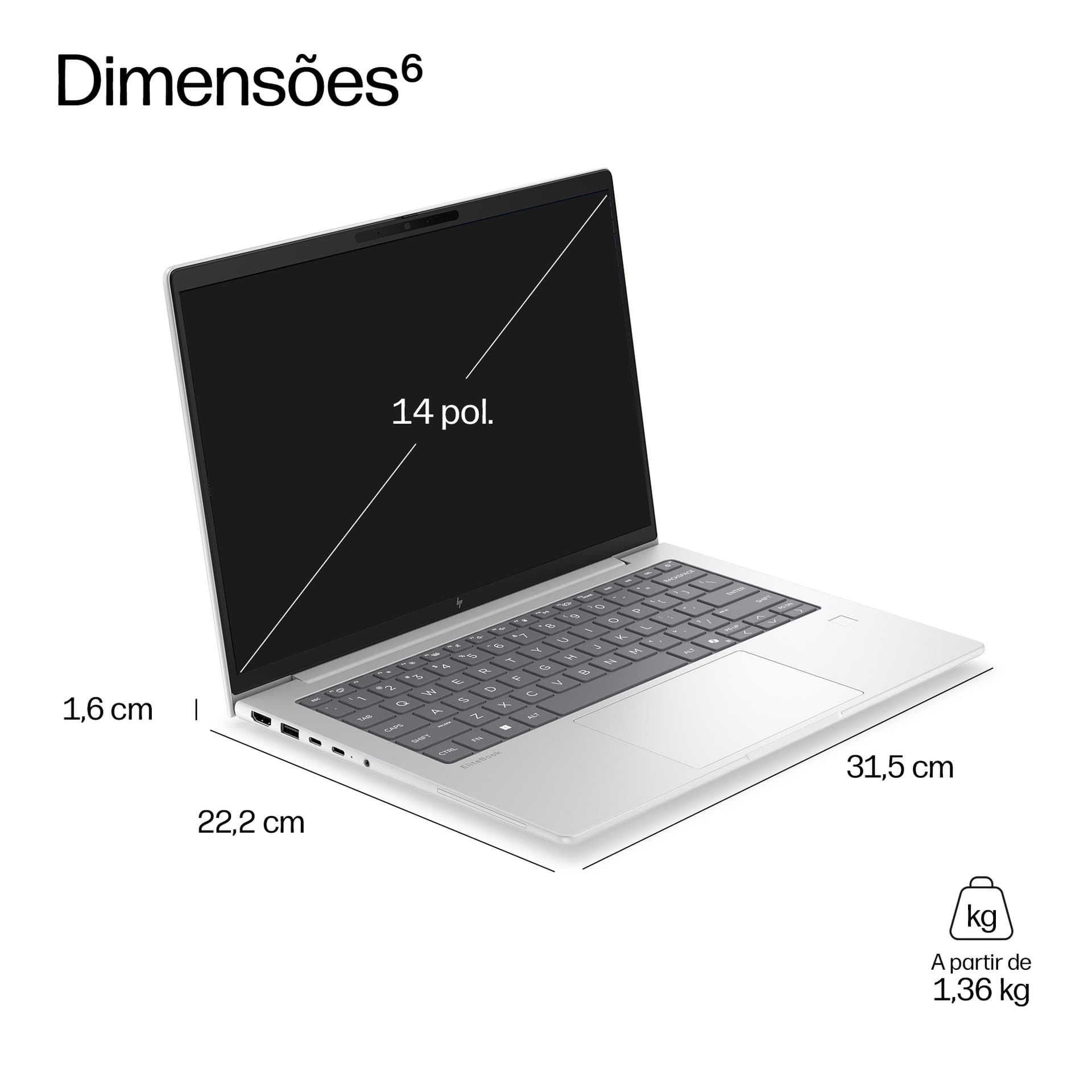 HP Elitebook 6 G2q 14 AI Qualcomm Snapdragon X2E8410 14inch WUXGAAGOLEDUWVA 32GB DDR5 512GB SSD WEBCAM FPS W11P 1Y, miniatura 5