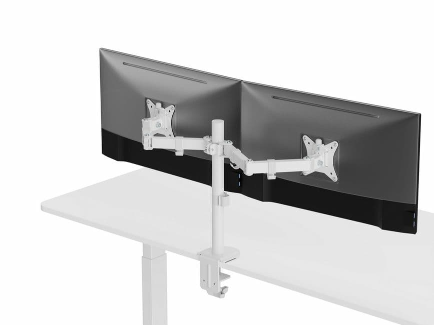 Equip Suporte de montagem de secretária para monitor duplo articulado de 17“-32”, branco — miniatura 4