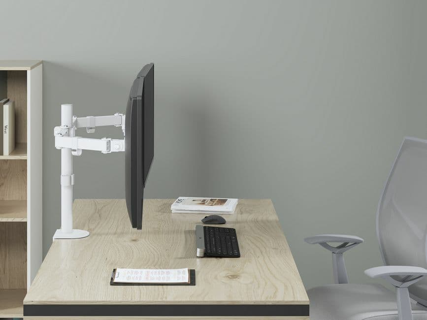 Equip Suporte de montagem de secretária para monitor duplo articulado de 17“-32”, branco — miniatura 7