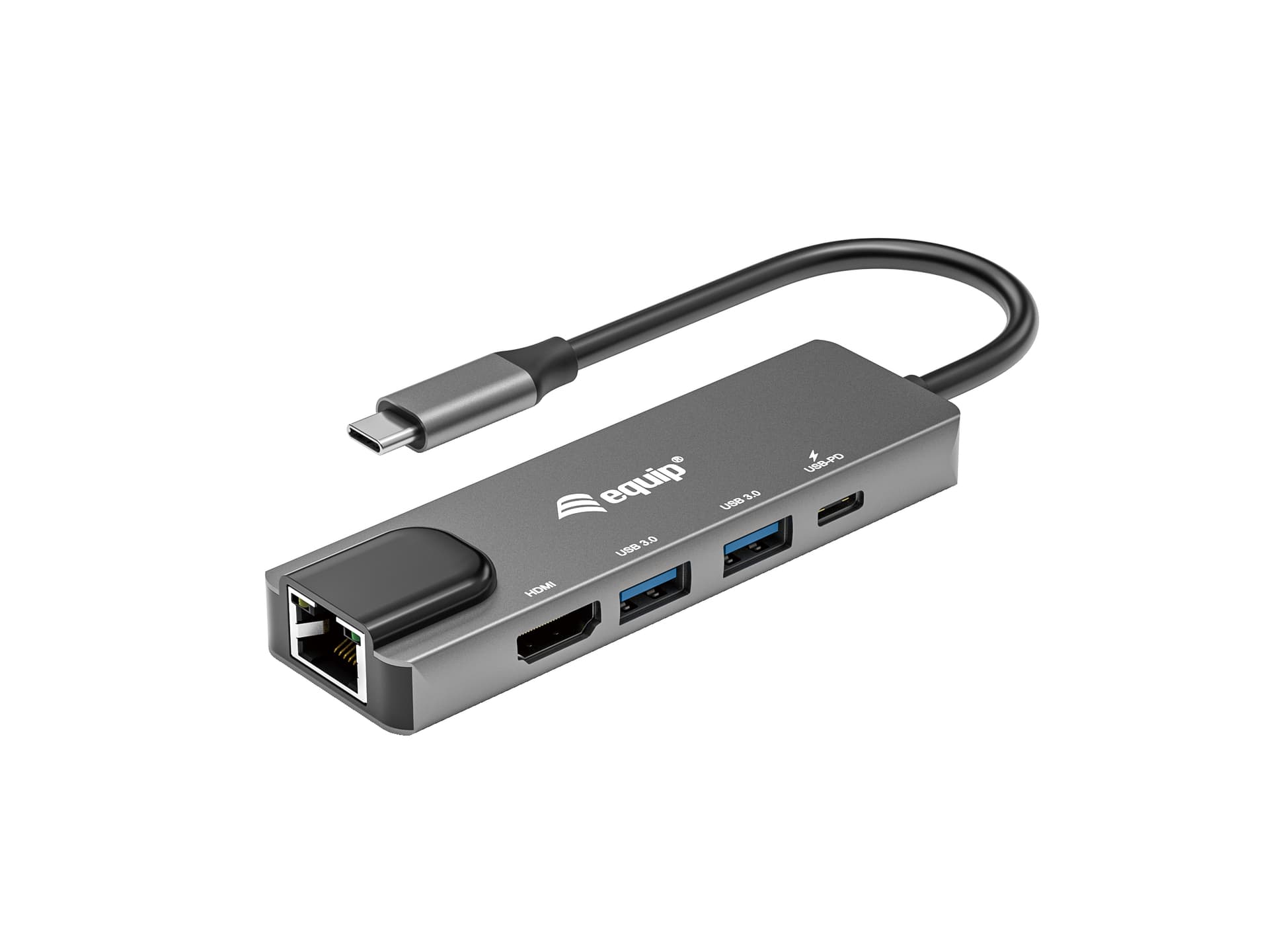 Equip Adaptador multifunções USB-C 5 em 1, HDMI , Gigabit LAN, USB 3.2 GEN1, 100W USB PD — miniatura 1