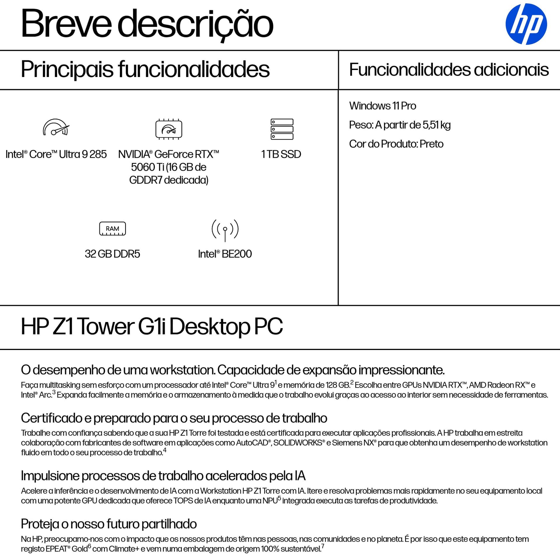 HP Z1 Tower G1i Desktop PC — miniatura 3