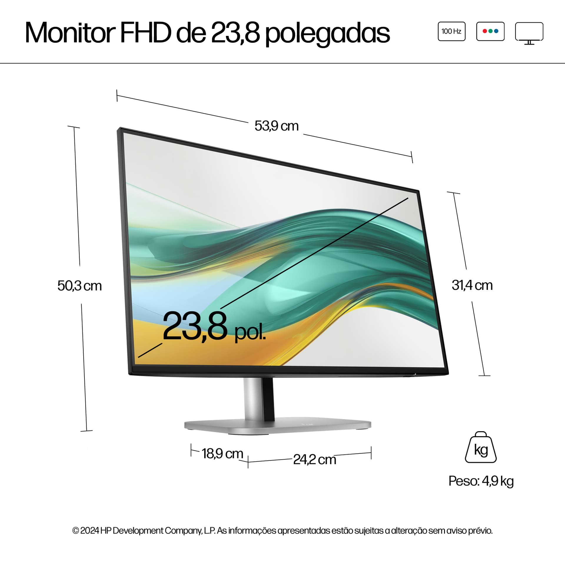 HP Series 5 Monitor FHD Série 5 Pro de 23,8 polegadas - 524pf — miniatura 4