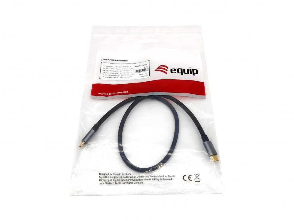 EQUIP CABO USB 3.2 GEN 2 C-C CABLE M/M 10G TRANSFER 5A 100W 0.5MT BLACK — miniatura 5