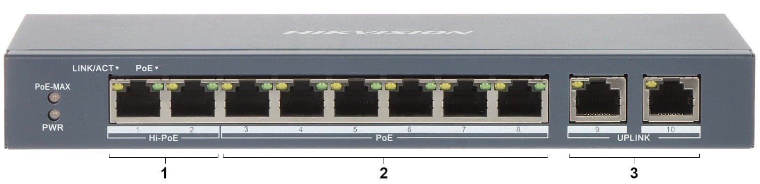 Hikvision DS-3E1310HP-EI 8 Port Fast Ethernet Smart POE Switch, miniatura 2