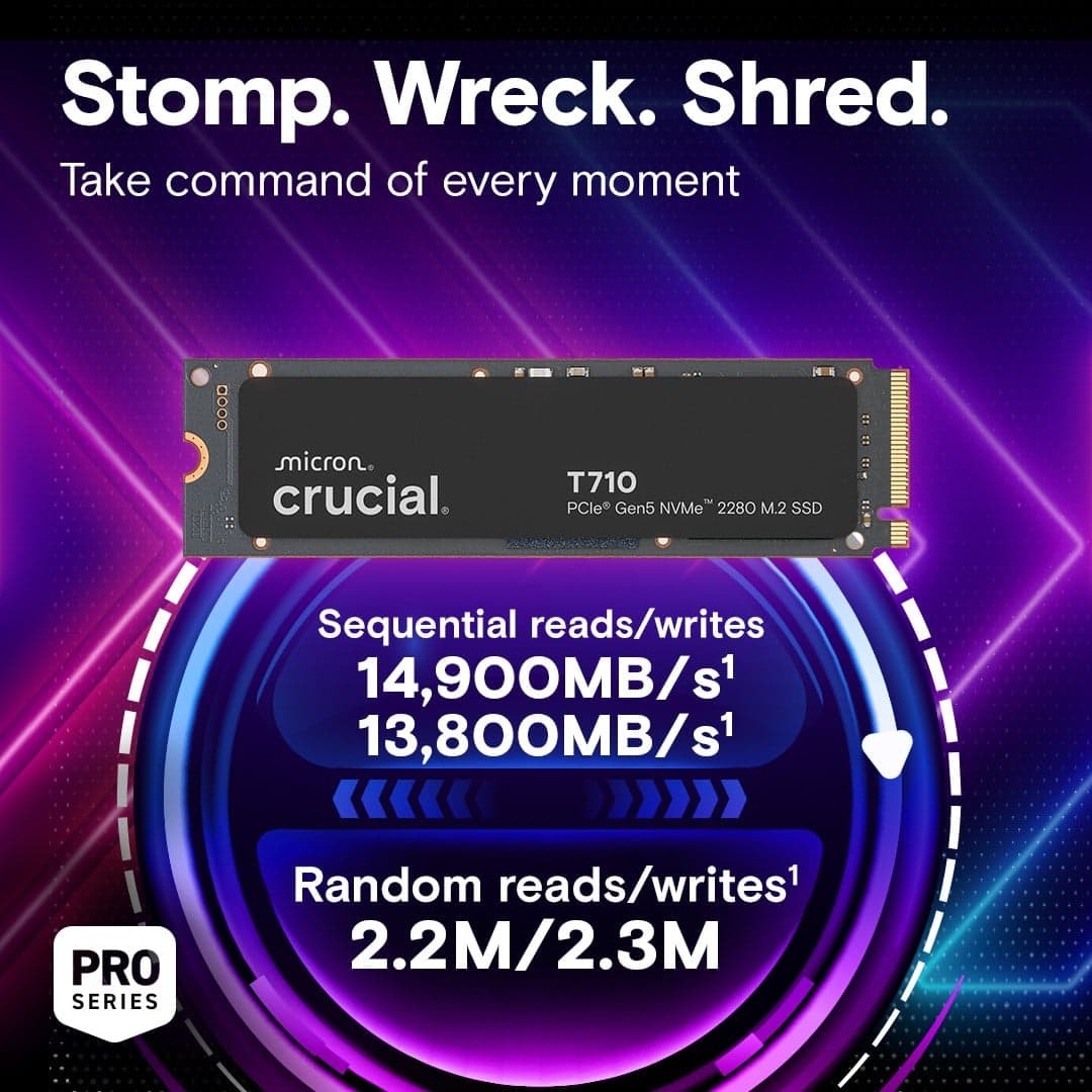 Crucial T710 - SSD - encriptado - 2 TB - interna - M.2 2280 - PCI Express 5.0 (NVMe) - TCG Opal Encryption 2.01 — miniatura 2