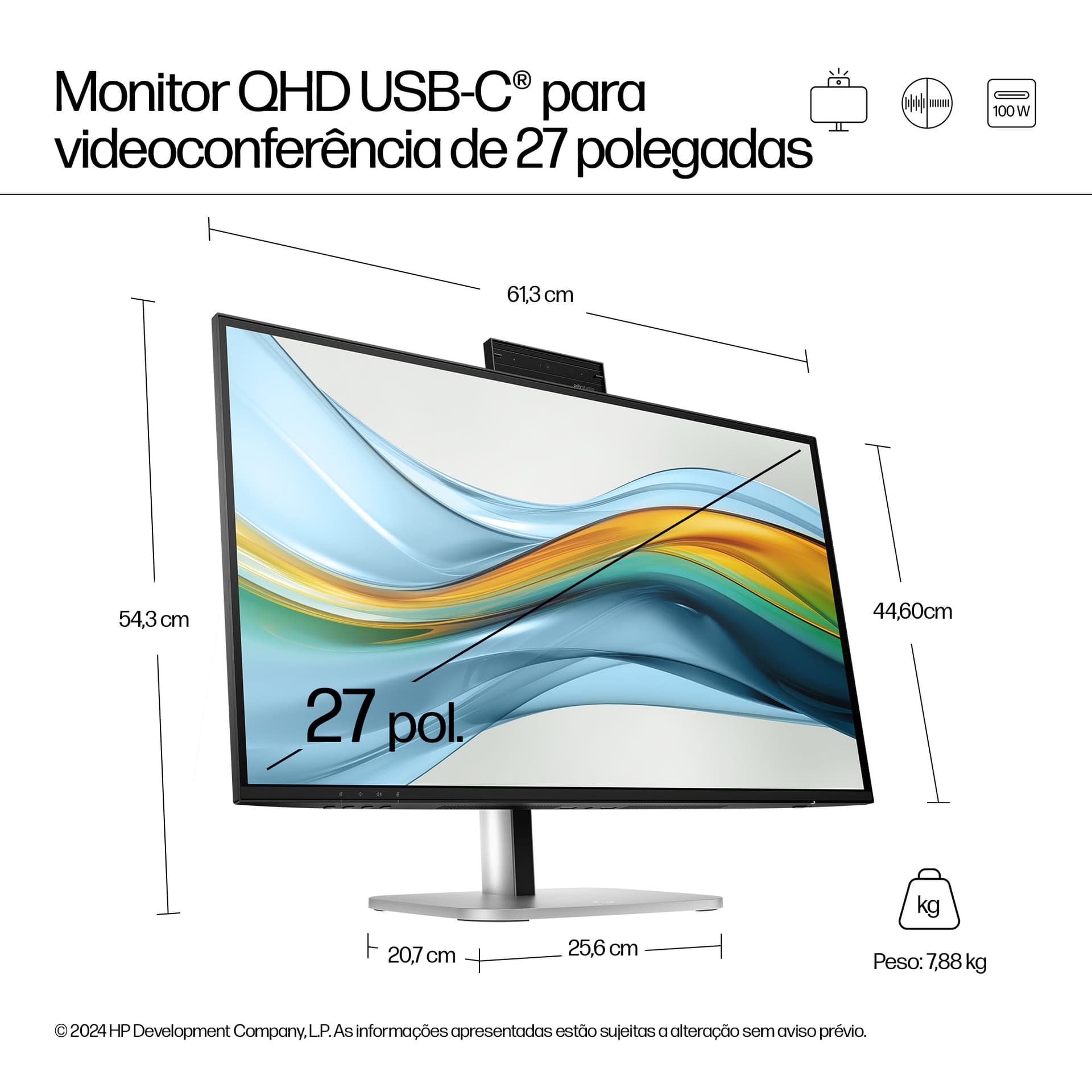 HP Series 5 Pro Monitor QHD USB-C para videoconferência Série 5 Pro de 27 polegadas - 527pm, miniatura 4