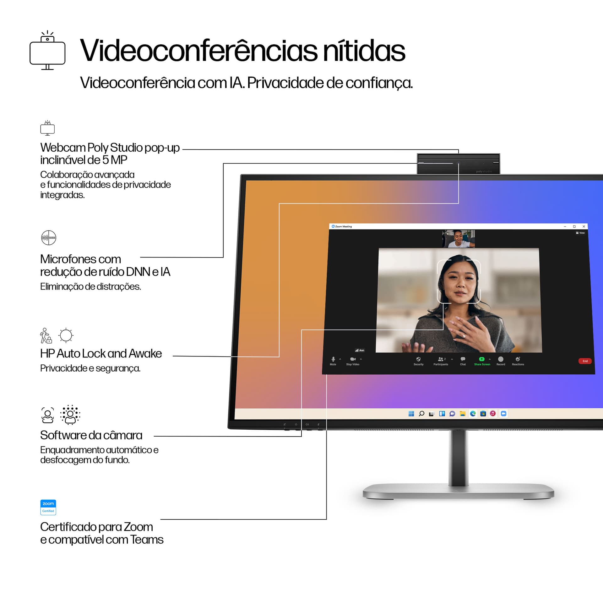 HP Series 5 Pro Monitor QHD USB-C para videoconferência Série 5 Pro de 27 polegadas - 527pm, miniatura 6
